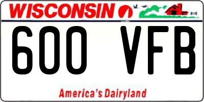 WI license plate 600VFB