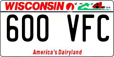 WI license plate 600VFC
