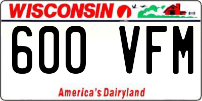 WI license plate 600VFM
