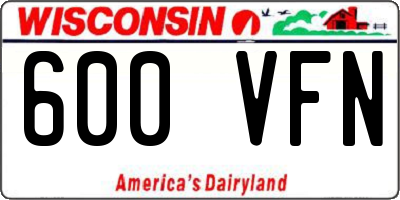 WI license plate 600VFN