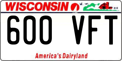 WI license plate 600VFT