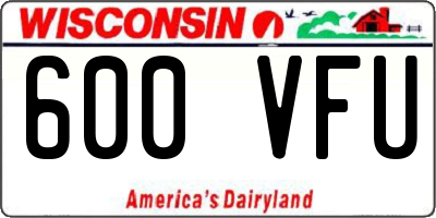 WI license plate 600VFU