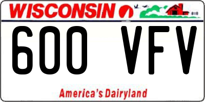 WI license plate 600VFV