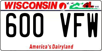 WI license plate 600VFW