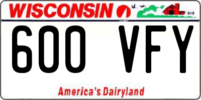 WI license plate 600VFY