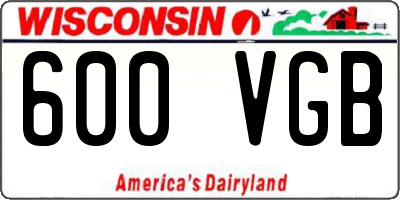 WI license plate 600VGB