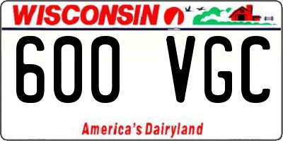 WI license plate 600VGC