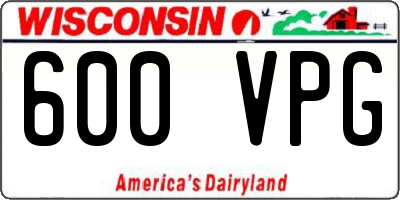 WI license plate 600VPG