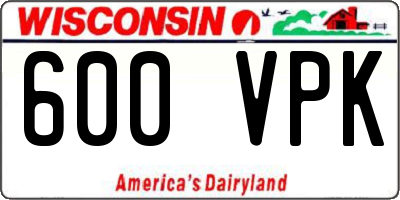 WI license plate 600VPK