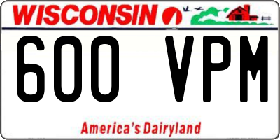 WI license plate 600VPM