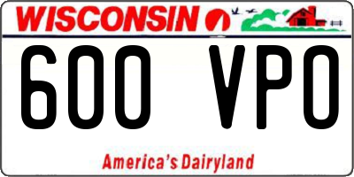 WI license plate 600VPO