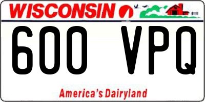 WI license plate 600VPQ