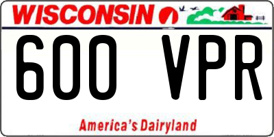 WI license plate 600VPR