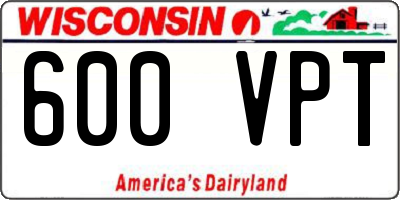 WI license plate 600VPT