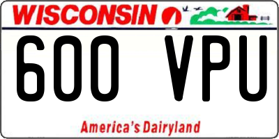 WI license plate 600VPU