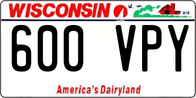 WI license plate 600VPY