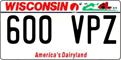 WI license plate 600VPZ