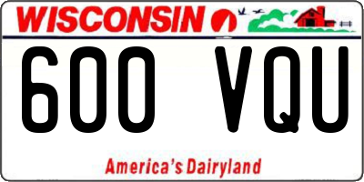 WI license plate 600VQU