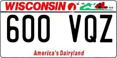 WI license plate 600VQZ