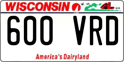 WI license plate 600VRD