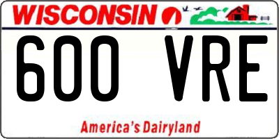 WI license plate 600VRE
