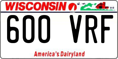 WI license plate 600VRF