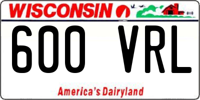 WI license plate 600VRL