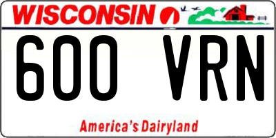 WI license plate 600VRN