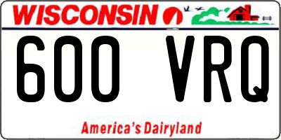 WI license plate 600VRQ