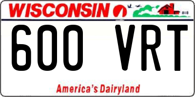 WI license plate 600VRT