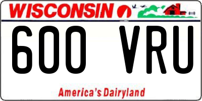 WI license plate 600VRU