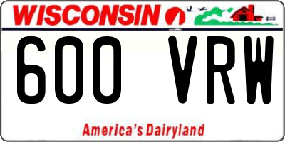 WI license plate 600VRW