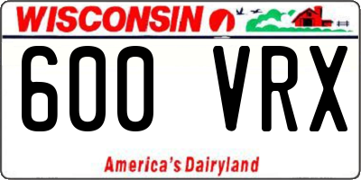 WI license plate 600VRX