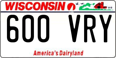 WI license plate 600VRY