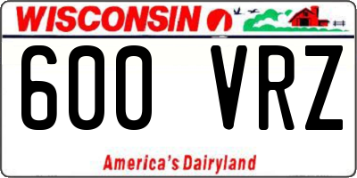 WI license plate 600VRZ
