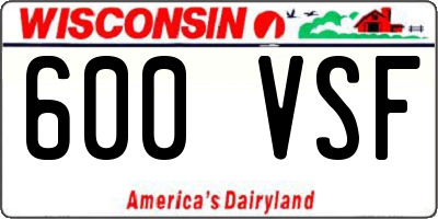 WI license plate 600VSF
