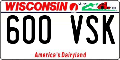 WI license plate 600VSK