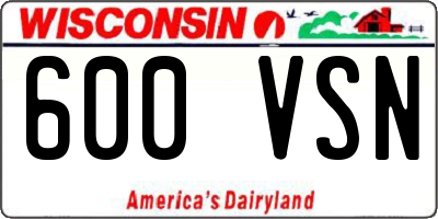 WI license plate 600VSN