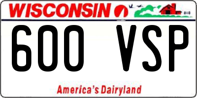 WI license plate 600VSP