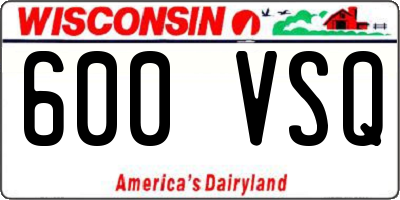 WI license plate 600VSQ