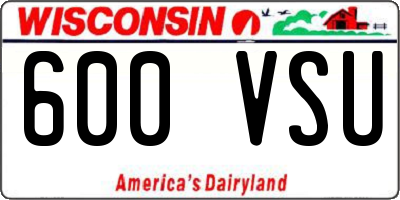 WI license plate 600VSU