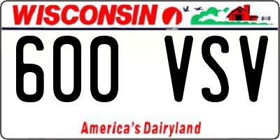 WI license plate 600VSV