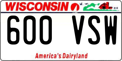 WI license plate 600VSW