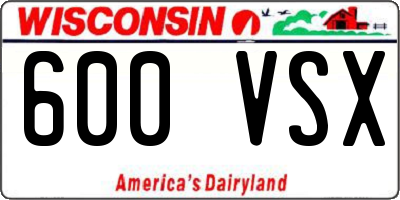 WI license plate 600VSX