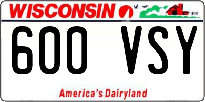 WI license plate 600VSY