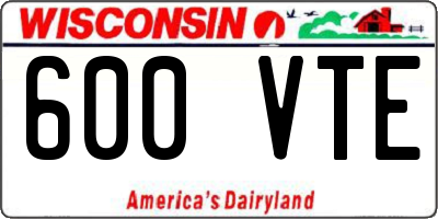 WI license plate 600VTE