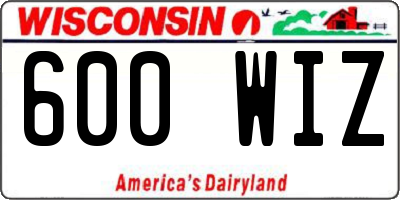 WI license plate 600WIZ