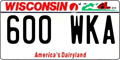 WI license plate 600WKA