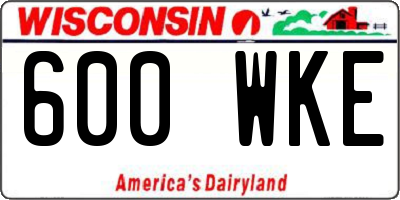 WI license plate 600WKE