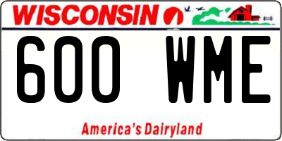 WI license plate 600WME